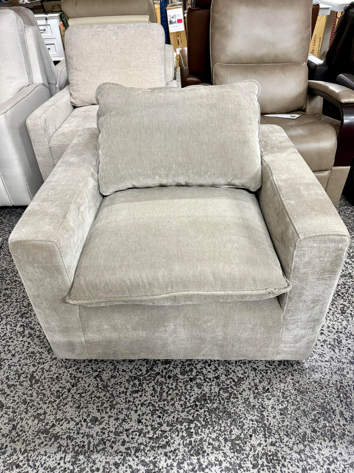 Sereen Fabric Swivel Accent Chair, Taupe