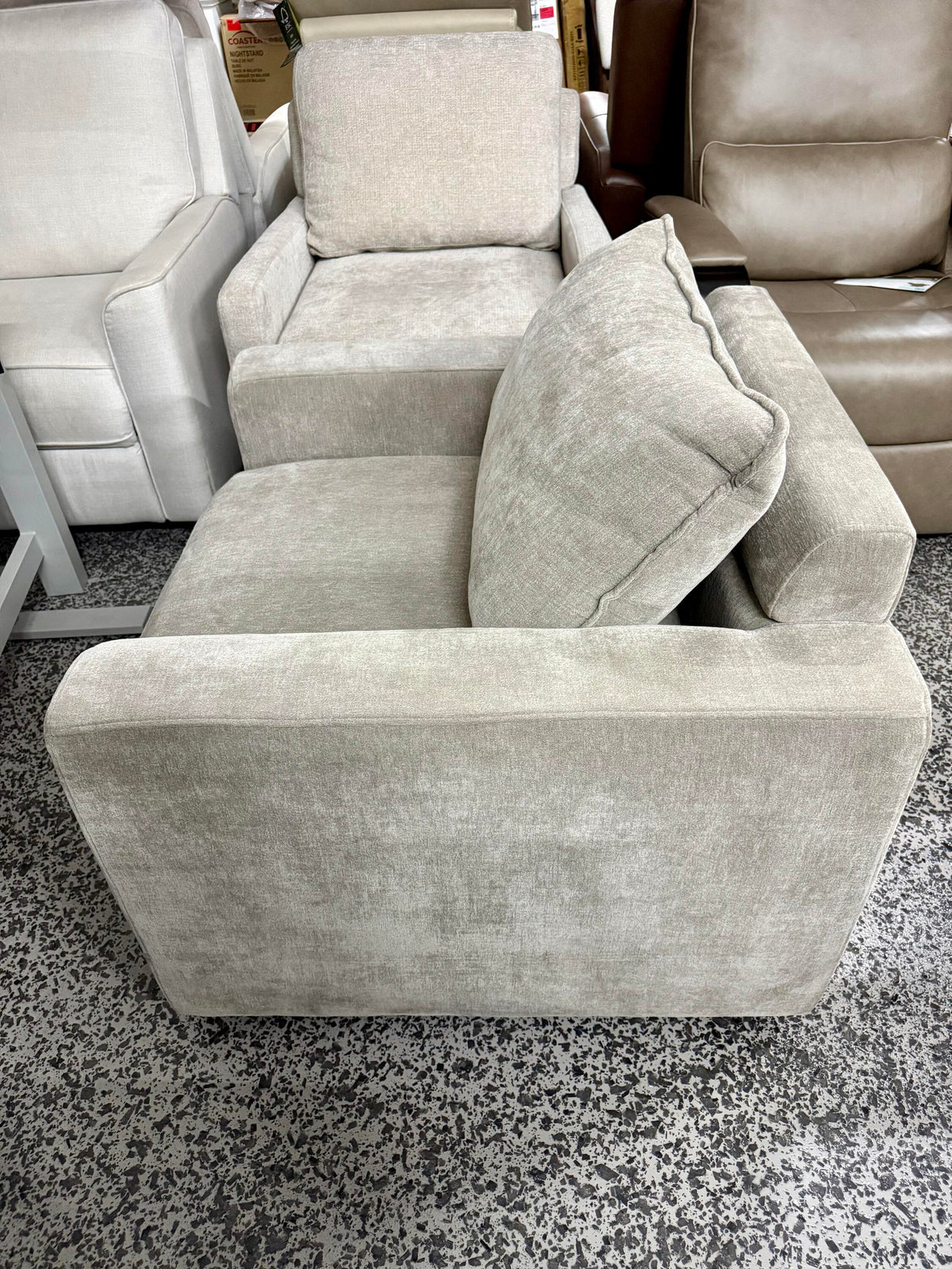 Sereen Fabric Swivel Accent Chair, Taupe