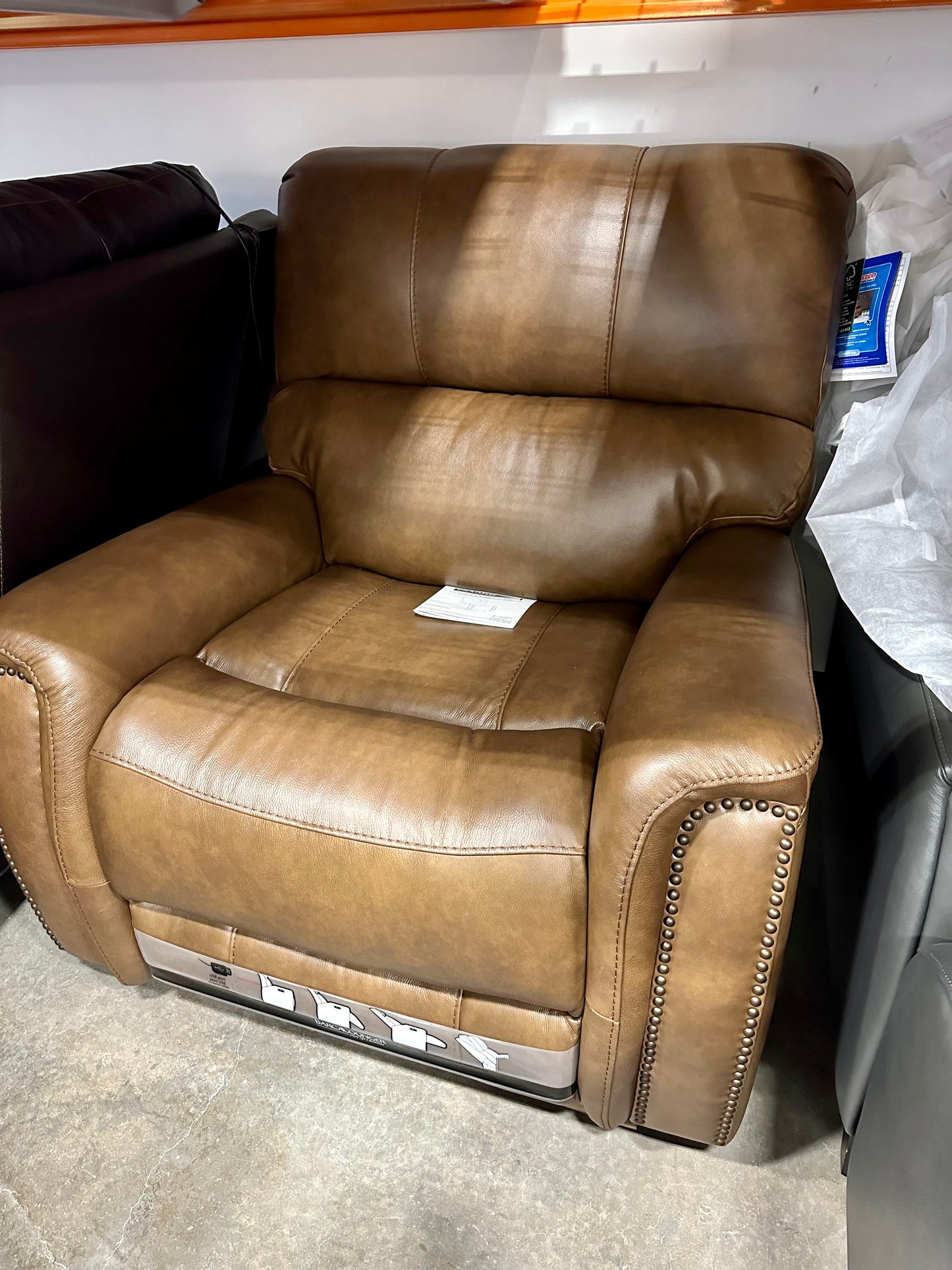 Barcalounger Presley Leather Power Rocker Recliner with Power Headrest