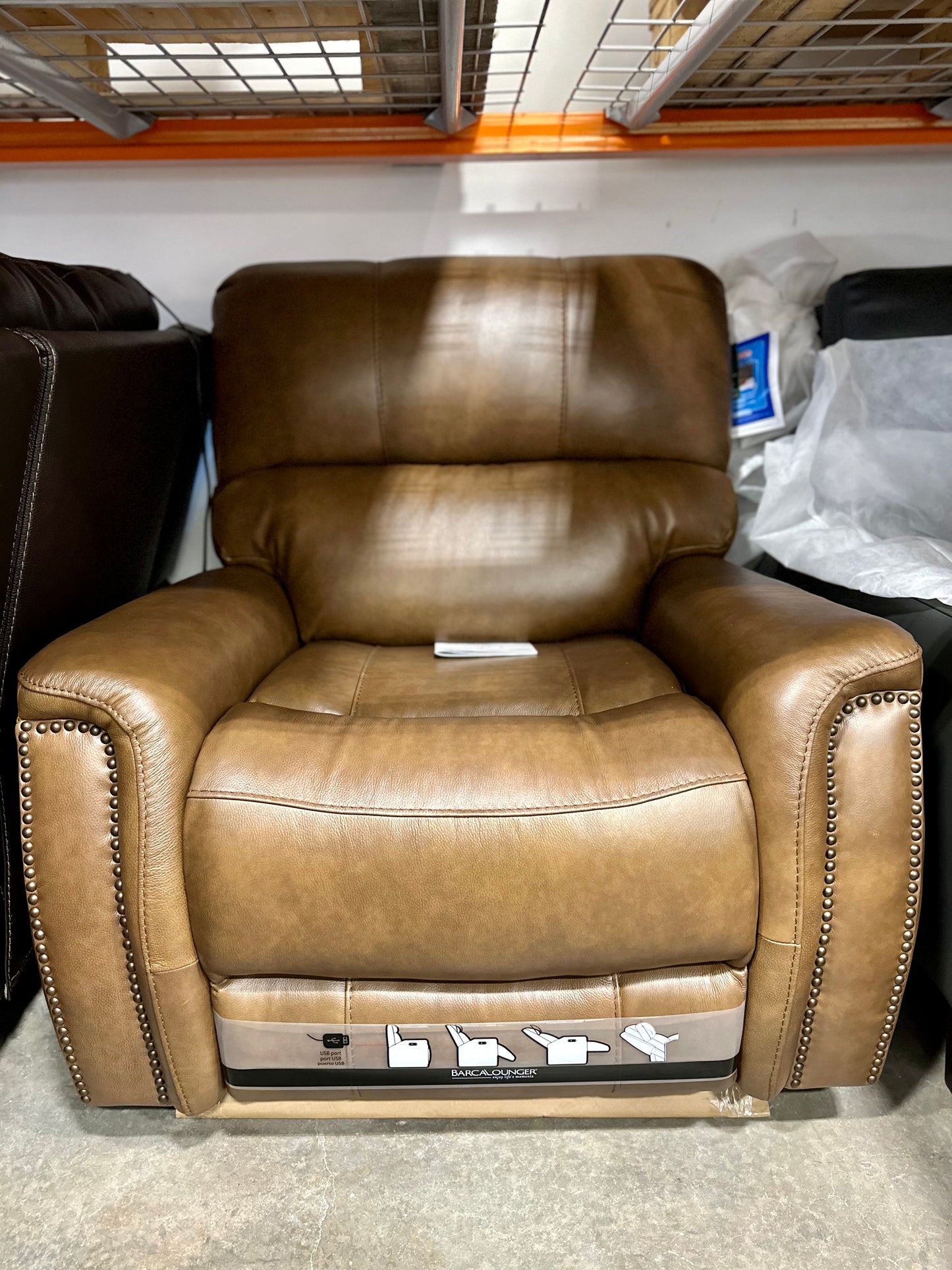 Barcalounger Presley Leather Power Rocker Recliner with Power Headrest