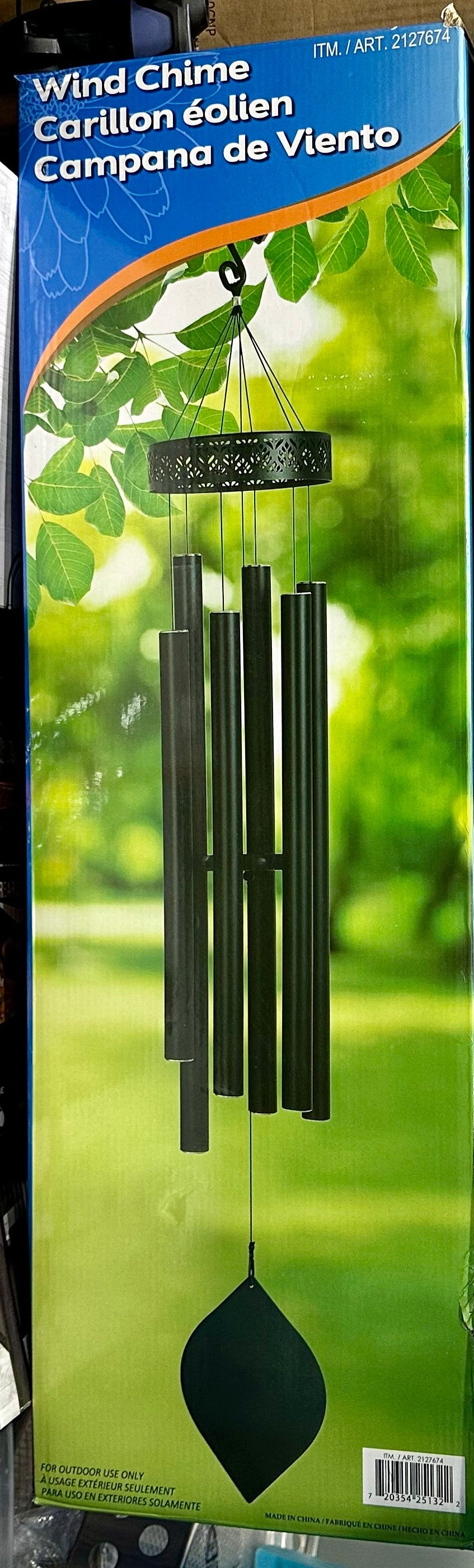 Stylecraft Harmonically Tuned Wind Chime, 9" Dia. X 60" H Black Coated GN18091