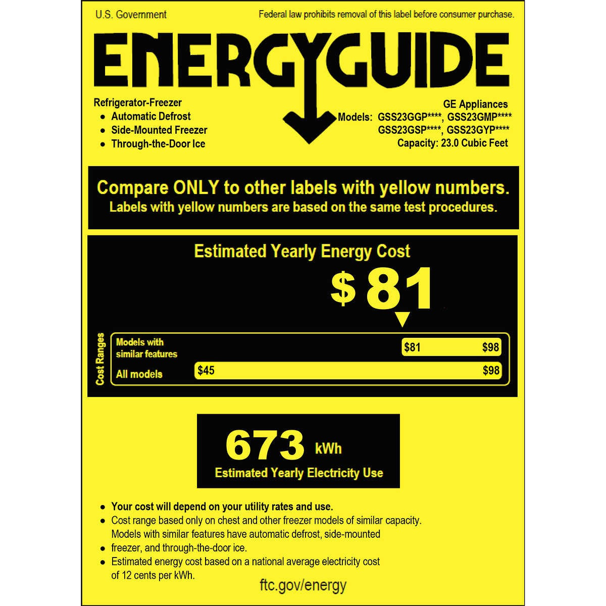 GE 23.0 cu. ft. Side-By-Side Refrigerator