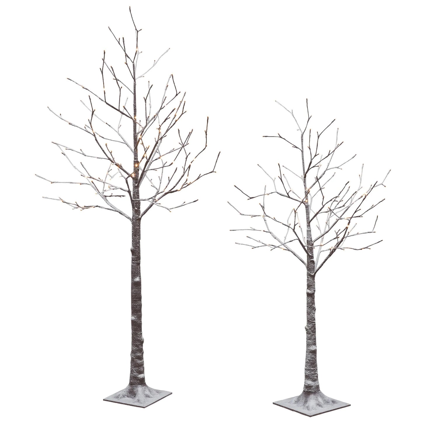 Flocked LED Birch Tree, Set Of 2