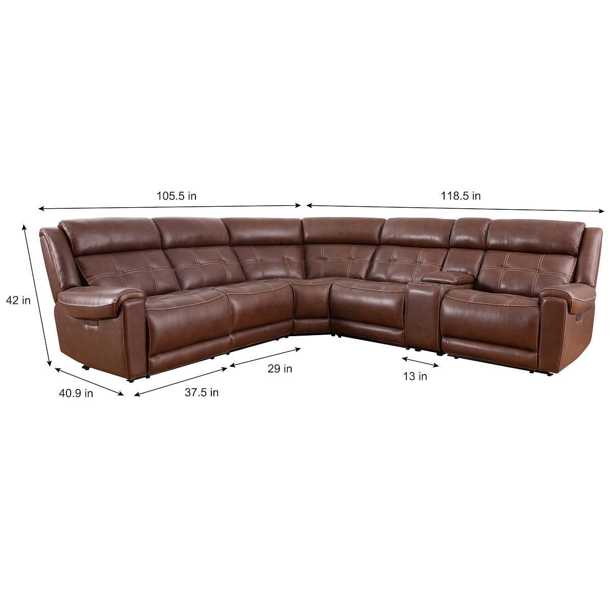 Concord 6-piece Leather Power Reclining Sectional with Power Headrests