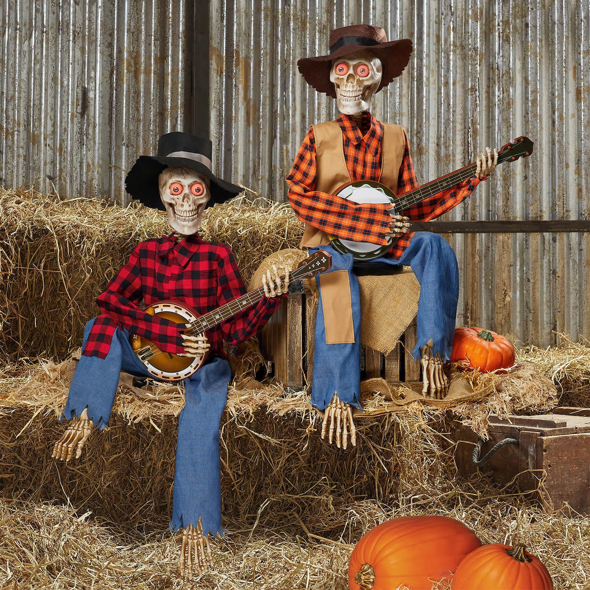 Halloween Animatronic Banjo Skeletons 2-pack