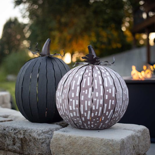 Desert Steel Coffee/Expresso Pumpkin Luminary Set, 18″ Halloween Decor
