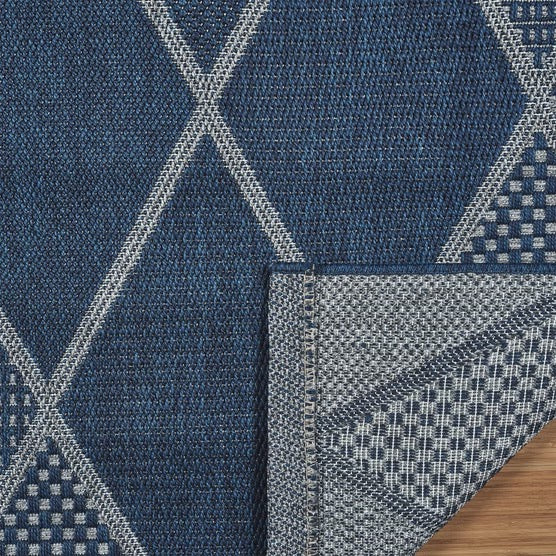 Laguna Indoor/Outdoor Area Rug, Morris Navy Gray, 7'10” x 10'