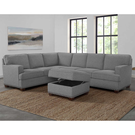 Thomasville Emilee Fabric Sectional with Storage Ottoman