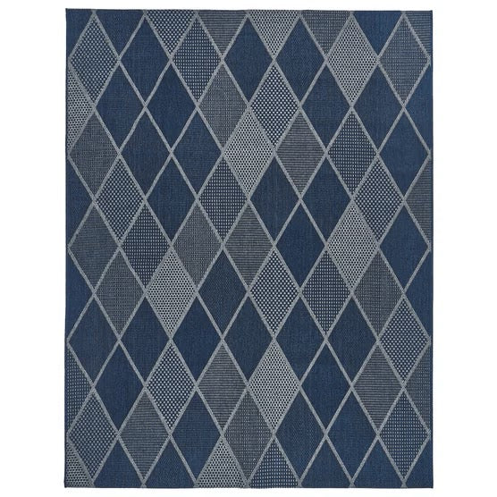 Laguna Indoor/Outdoor Area Rug, Morris Navy Gray, 7'10” x 10'