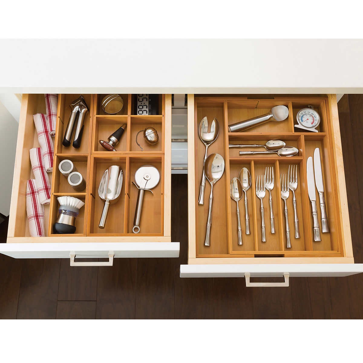 Seville Classics 4-piece Bamboo Expandable Drawer Organizer