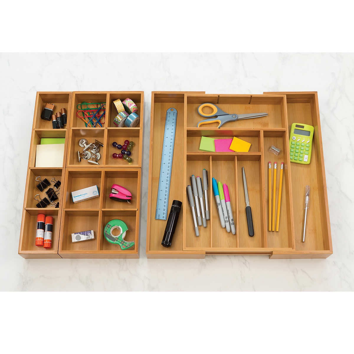 Seville Classics 4-piece Bamboo Expandable Drawer Organizer