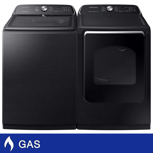 Samsung 5.4CuFt Active WaterJet Washer and 7.4CuFt GAS Dryer with Steam Sanitize+ Laundry Package