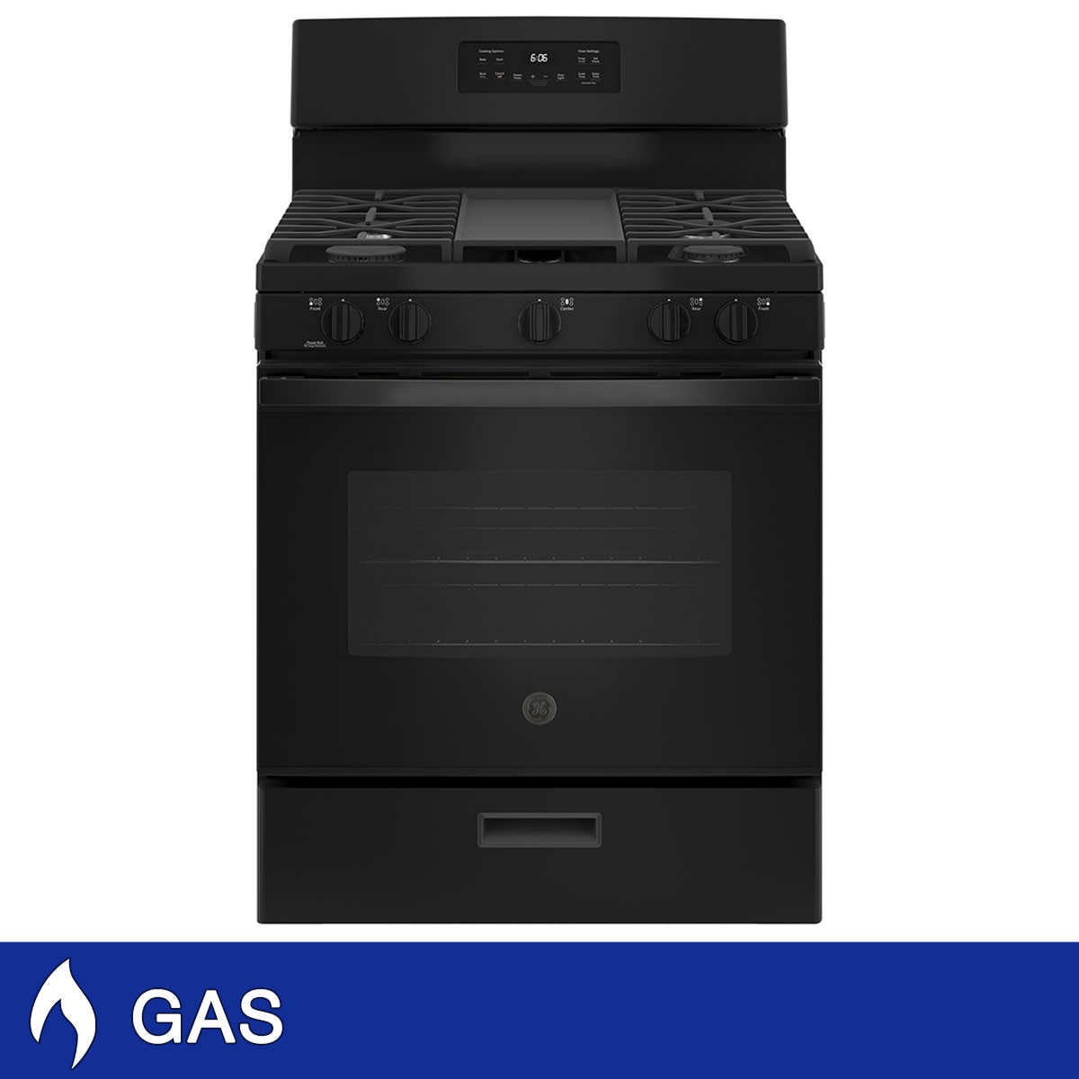 GE 5.0 cu. ft. Free-Standing GAS Range with Center Oval Burner and Flexible Broiling