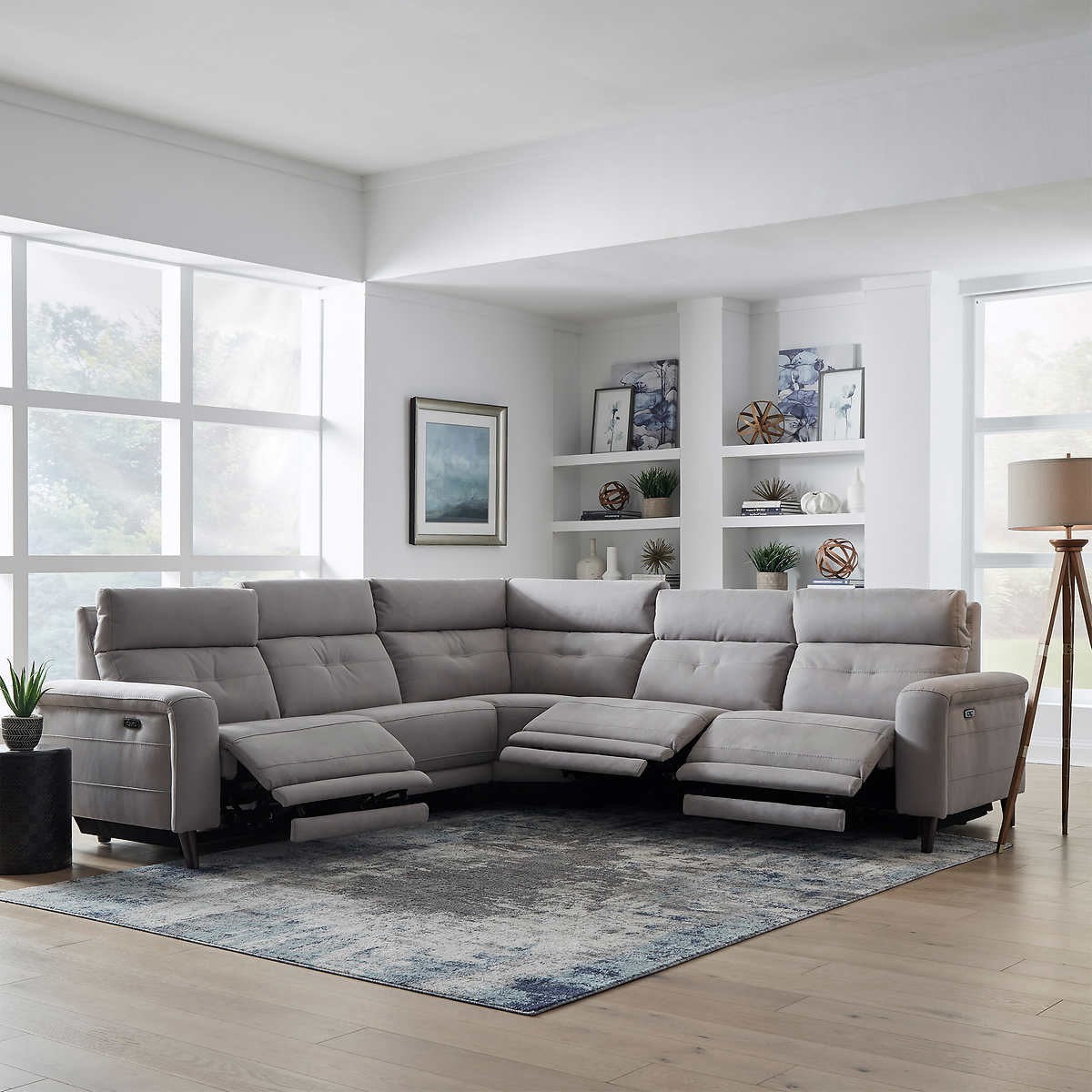 Trower 5-piece Fabric Power Reclining Sectional with Power Headrests