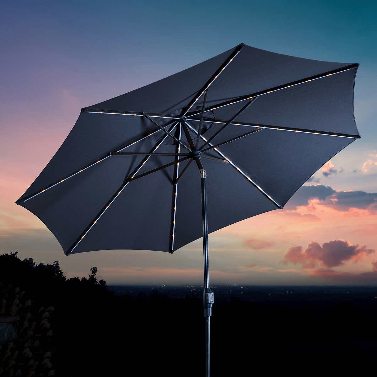 Sunvilla 10' Round Solar LED Market Umbrella