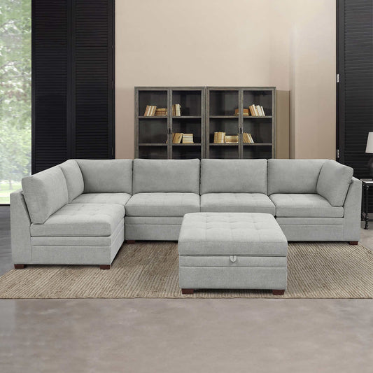 Thomasville Tisdale Fabric Sectional with Storage Ottoman