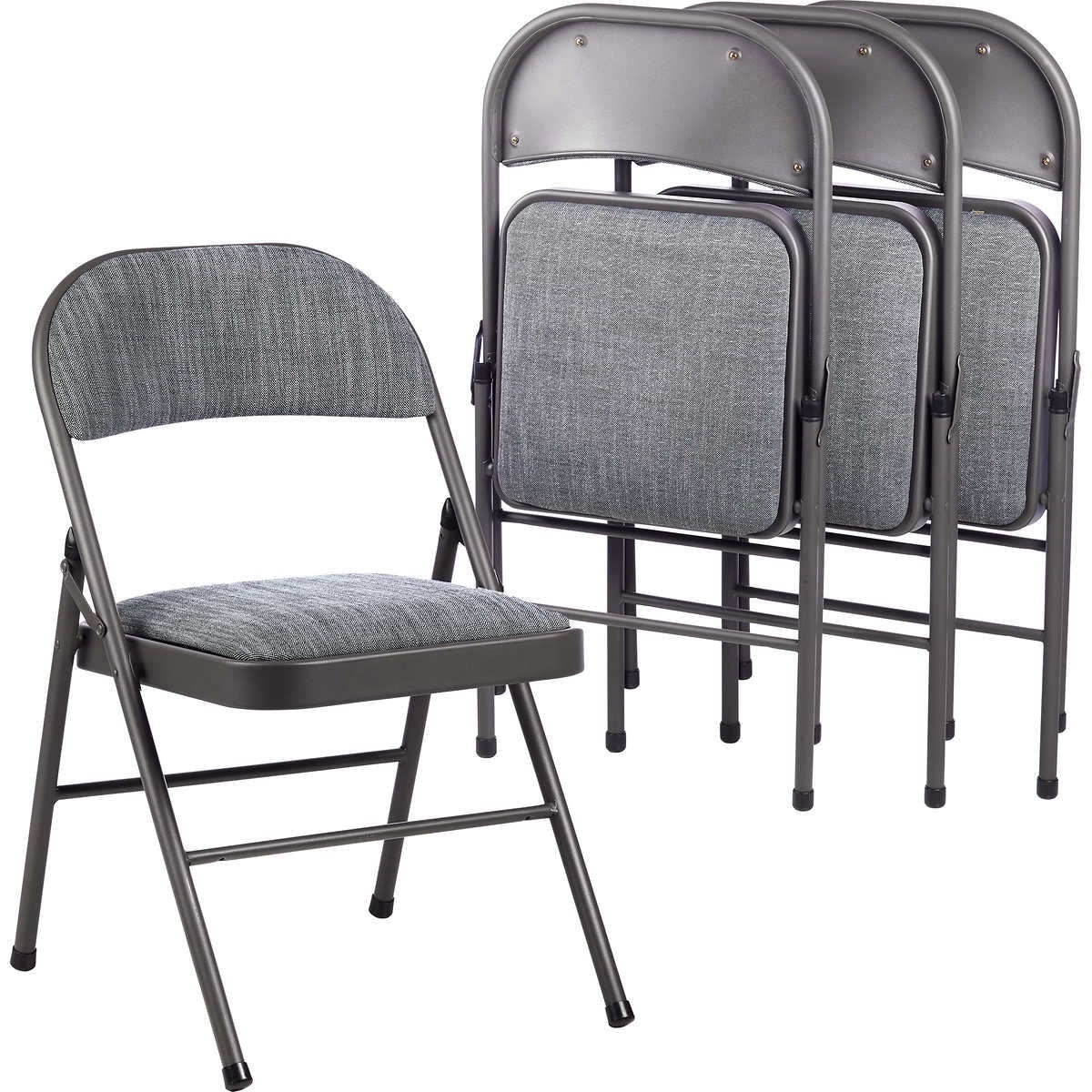 Maxchief Deluxe Upholstered Padded Folding Chair, Gray