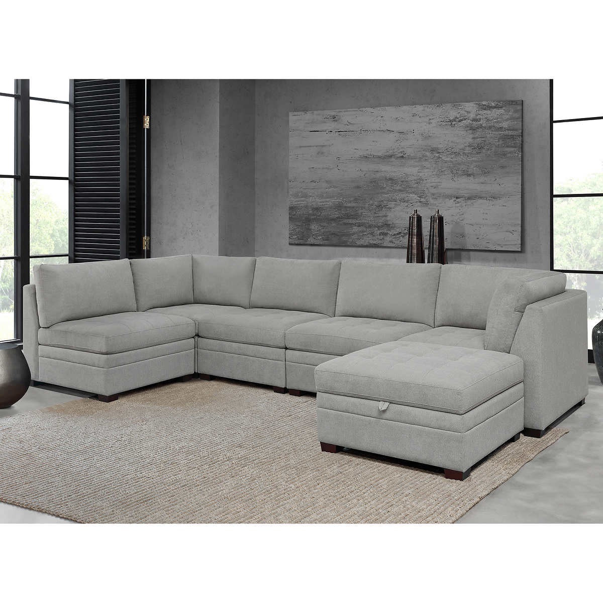 Thomasville Tisdale Fabric Sectional with Storage Ottoman