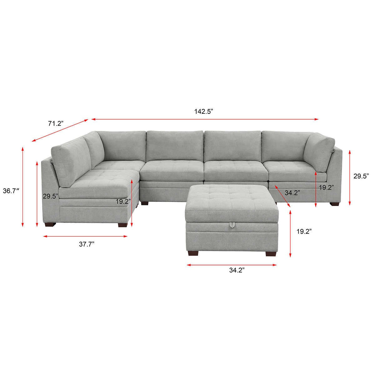 Thomasville Tisdale Fabric Sectional with Storage Ottoman