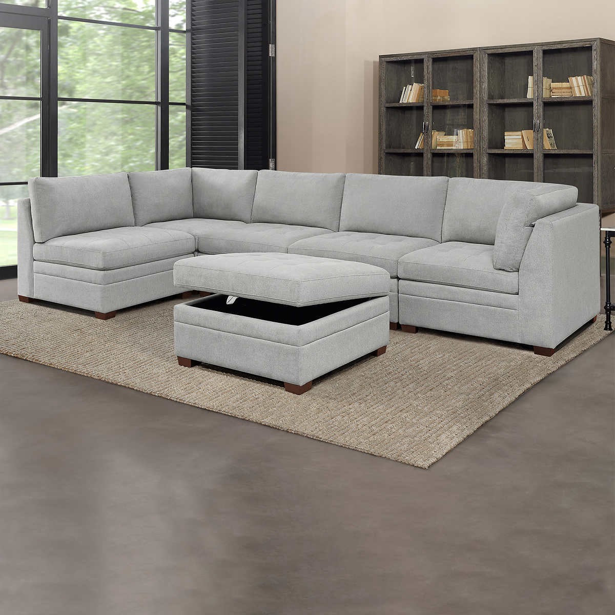 Thomasville Tisdale Fabric Sectional with Storage Ottoman