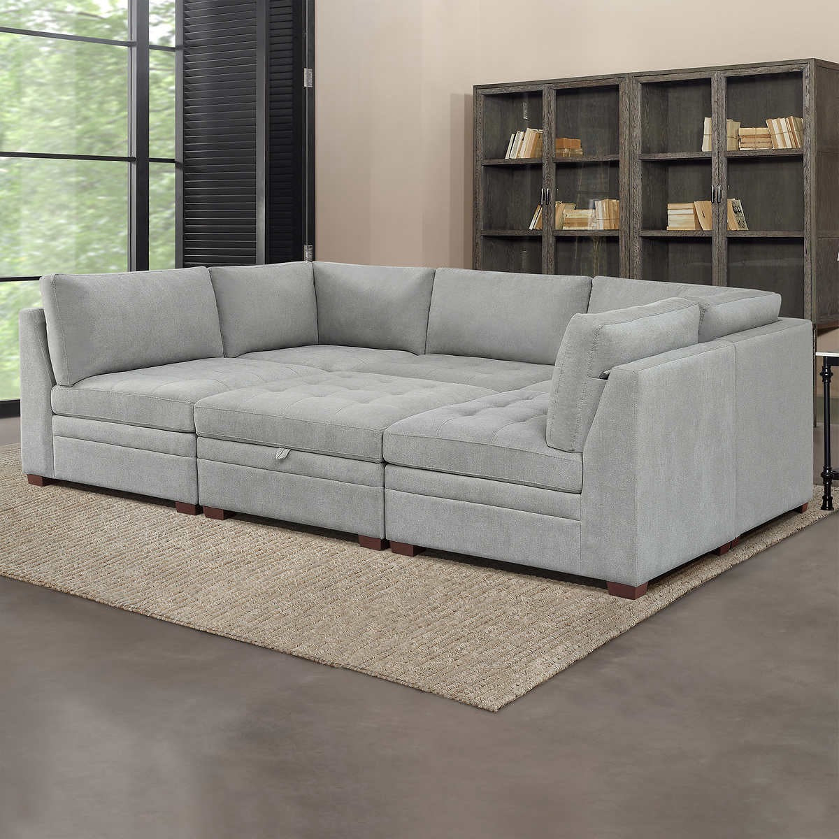 Thomasville Tisdale Fabric Sectional with Storage Ottoman