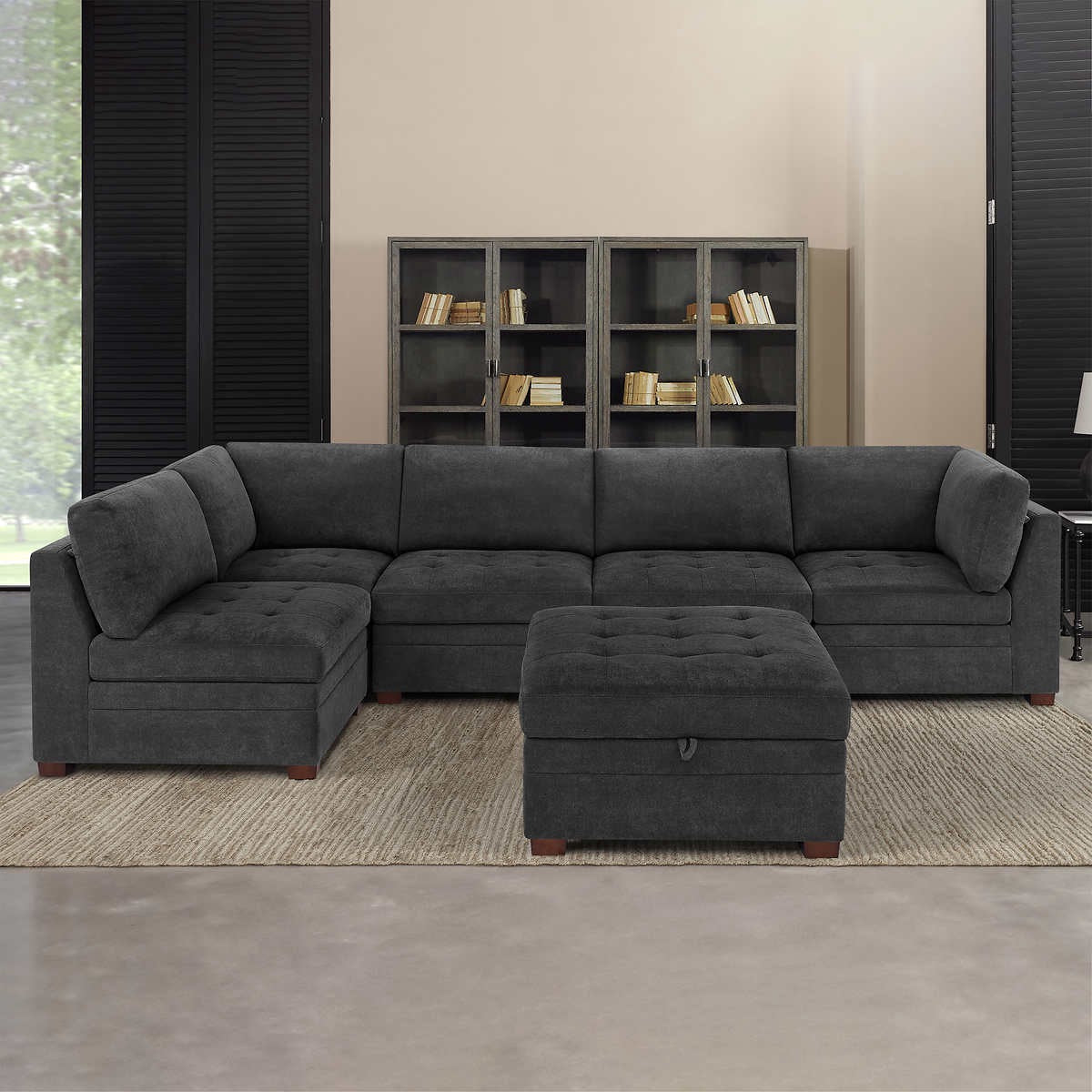 Thomasville Tisdale Fabric Sectional with Storage Ottoman