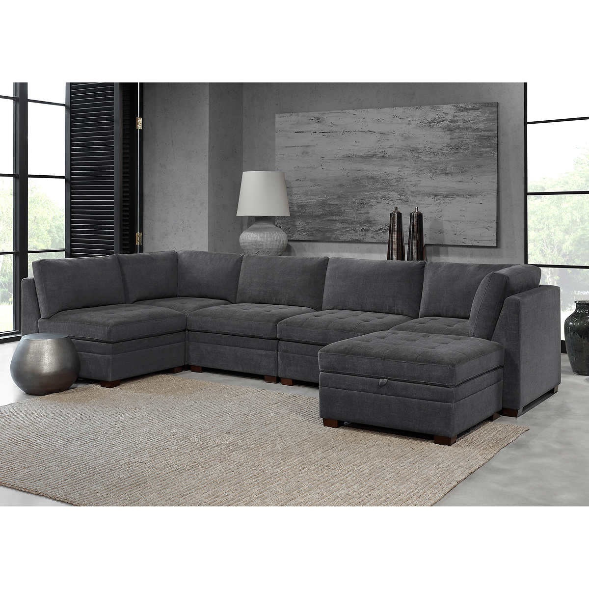 Thomasville Tisdale Fabric Sectional with Storage Ottoman