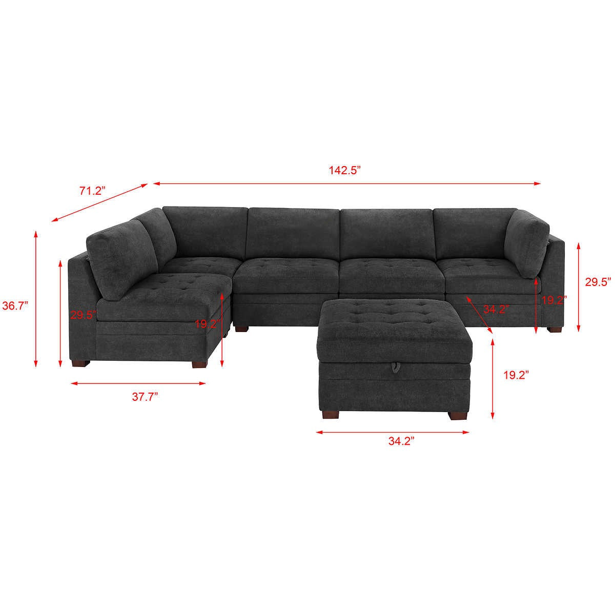 Thomasville Tisdale Fabric Sectional with Storage Ottoman