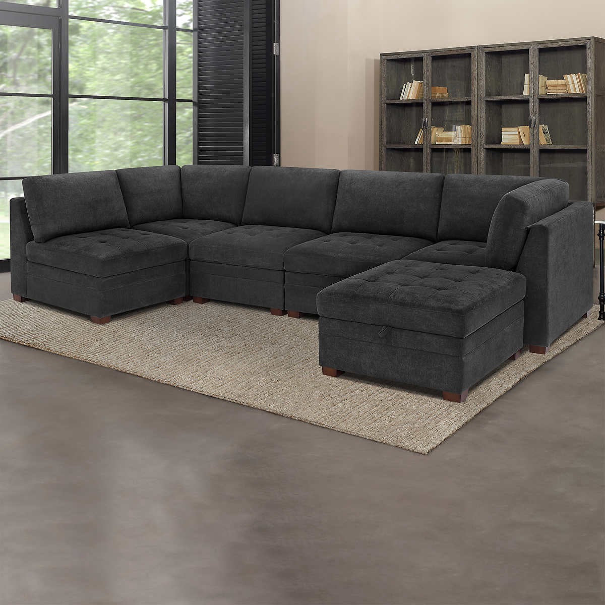 Thomasville Tisdale Fabric Sectional with Storage Ottoman