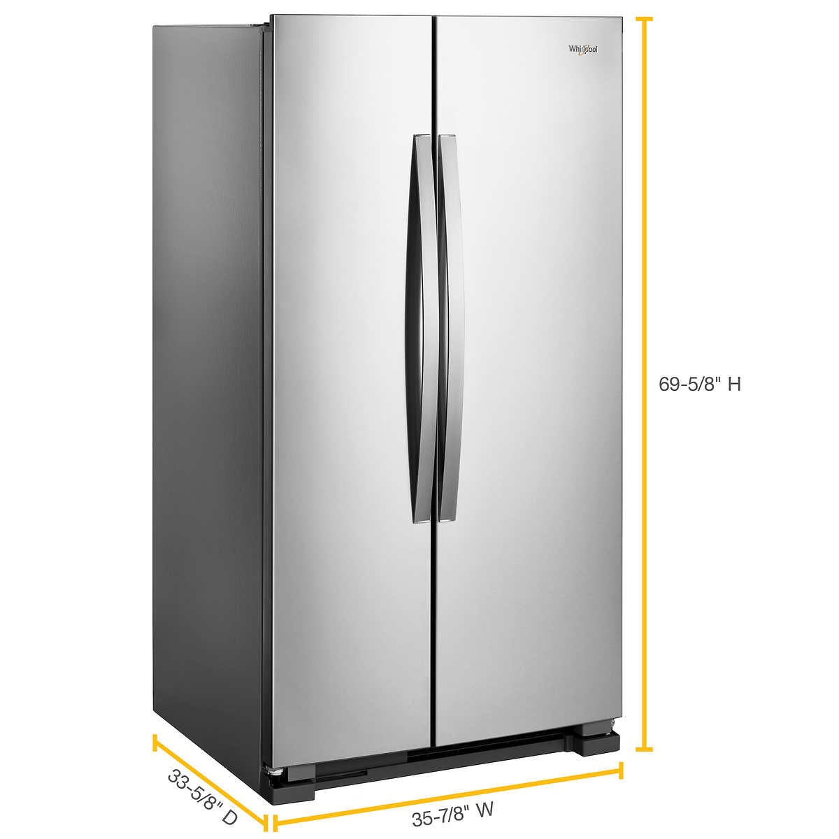 Whirlpool 25 cu. ft. Large Side-by-Side Refrigerator with Adaptive Defrost and Humidity-Controlled Crispers