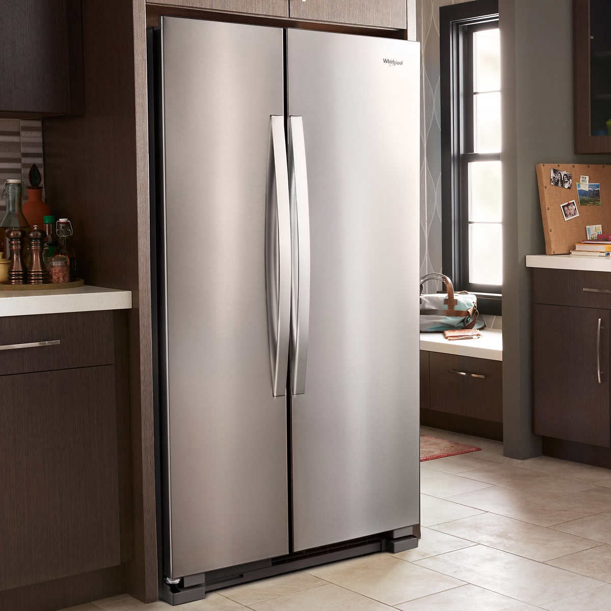 Whirlpool 25 cu. ft. Large Side-by-Side Refrigerator with Adaptive Defrost and Humidity-Controlled Crispers