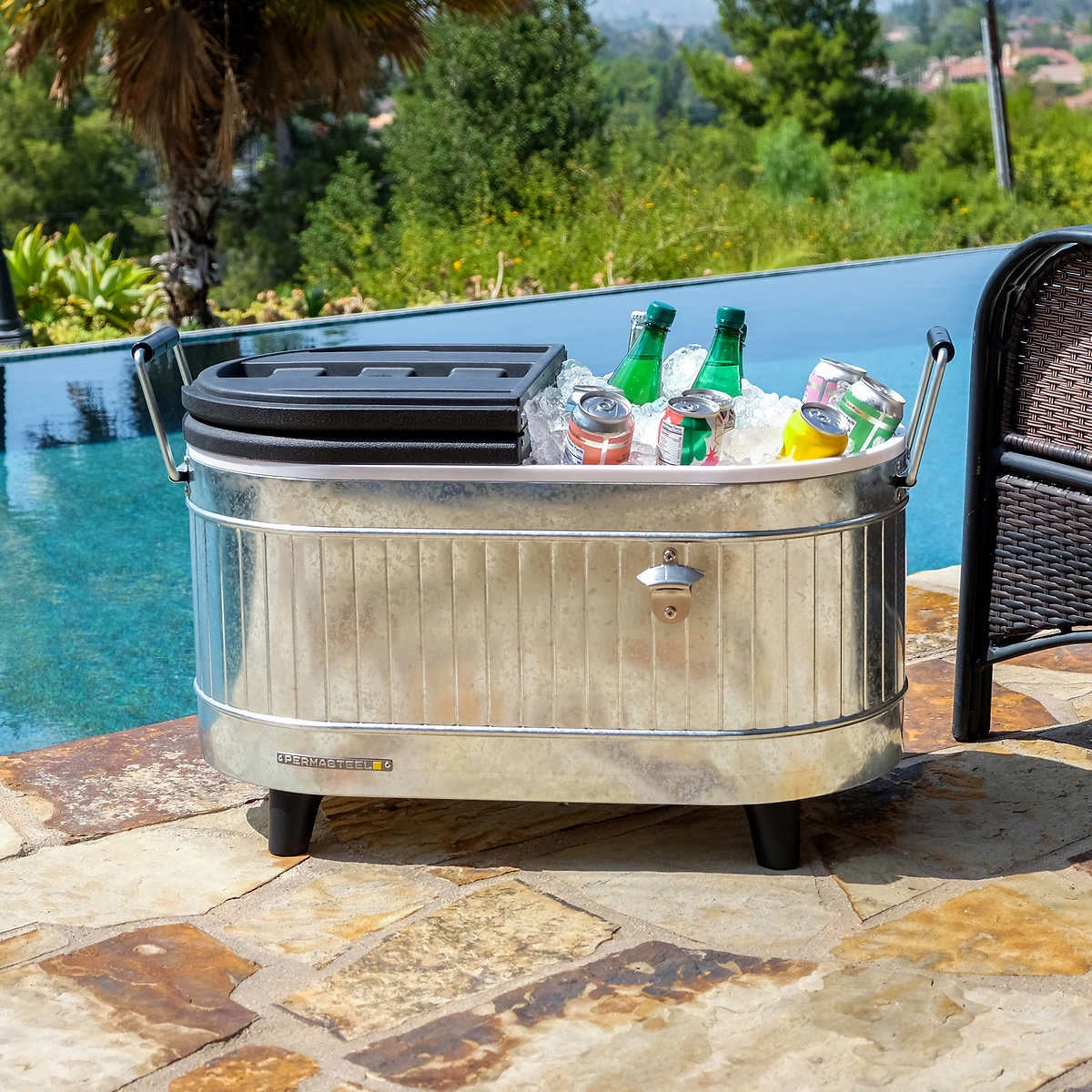 Permasteel 80 Quart Portable Cooler in Galvanized Steel