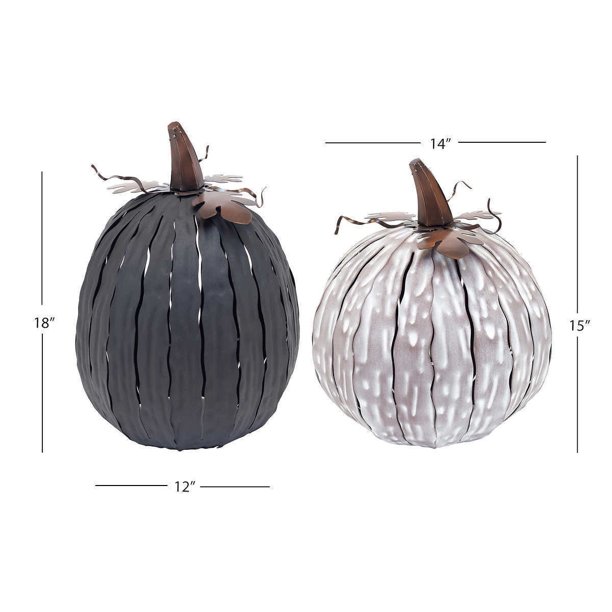 Desert Steel Coffee/Expresso Pumpkin Luminary Set, 18″ Halloween Decor