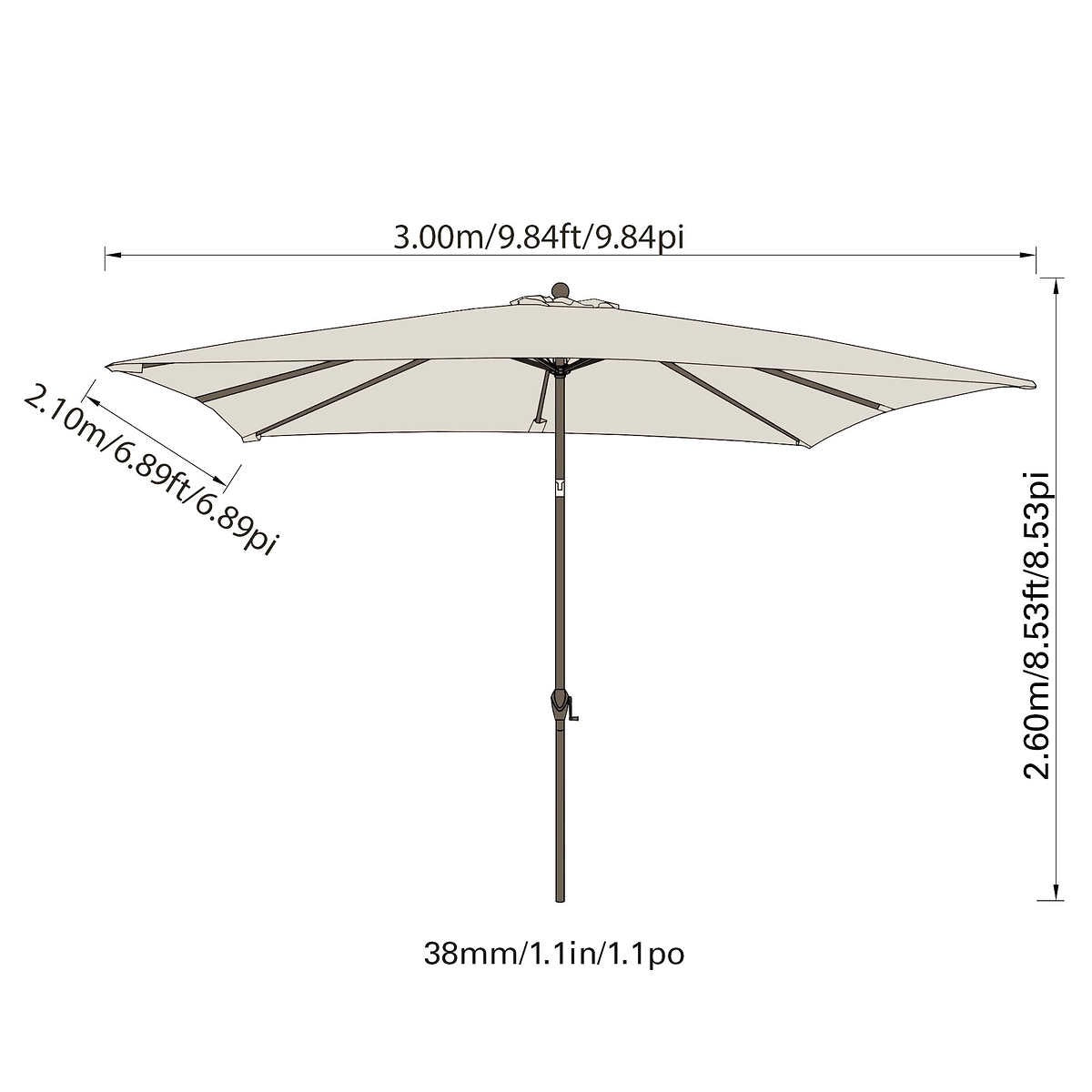 Season's Sentry 7x10 Rectangle Market Umbrella