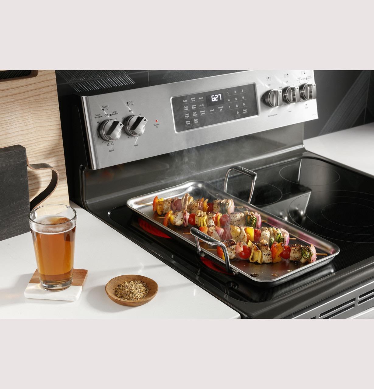 GE Profile™ 30" Smart Free-Standing Electric Convection Fingerprint Resistant Range with No Preheat Air Fry