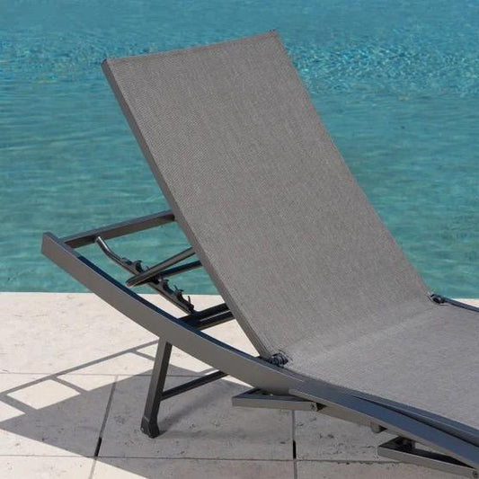 SunVilla Commercial Sling Wave Chaise Lounge with Adjustable Armrests, 1-pack