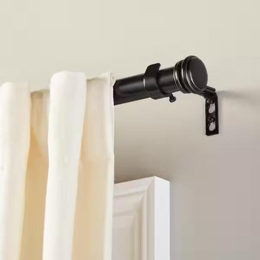 Home Decorators Collection 36 in. - 72 in. Mix and Match Telescoping 1 in. Single Curtain Rod in Matte Black