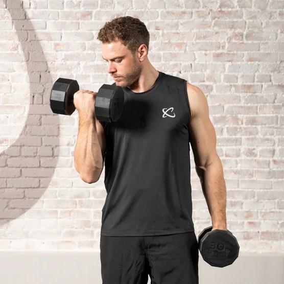 Centr 12-sided 210 lb. Rubber Dumbbell Set with Rack