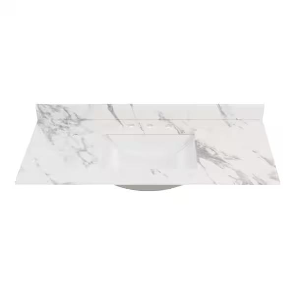 Home Decorators Collection 49 in. W x 22 in. D Engineered Stone Composite White Rectangular Undermount Single Sink Vanity Top in Toscana