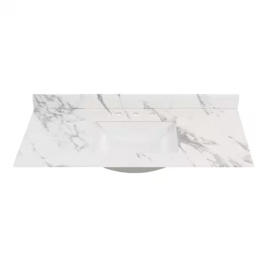 Home Decorators Collection 49 in. W x 22 in. D Engineered Stone Composite White Rectangular Undermount Single Sink Vanity Top in Toscana