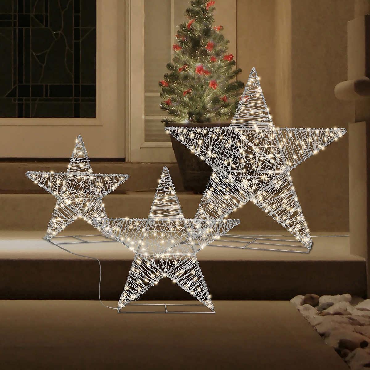 Stars with LED lights - Set of 3