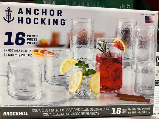 Anchor Hocking Brockhill Drinkware Set, 16-piece