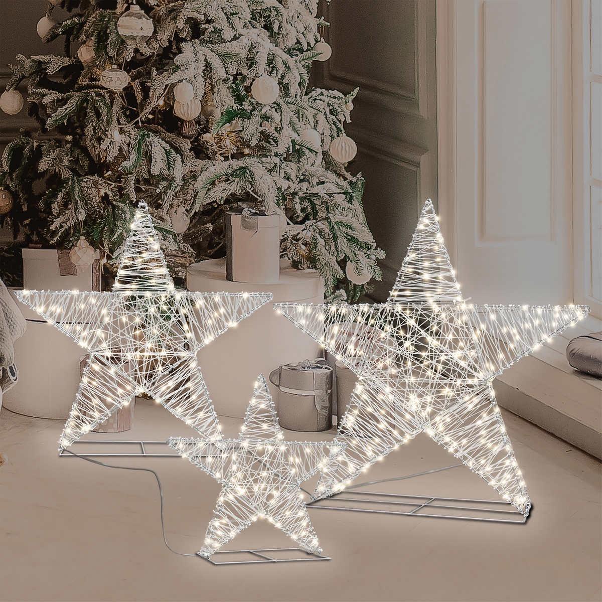 Stars with LED lights - Set of 3