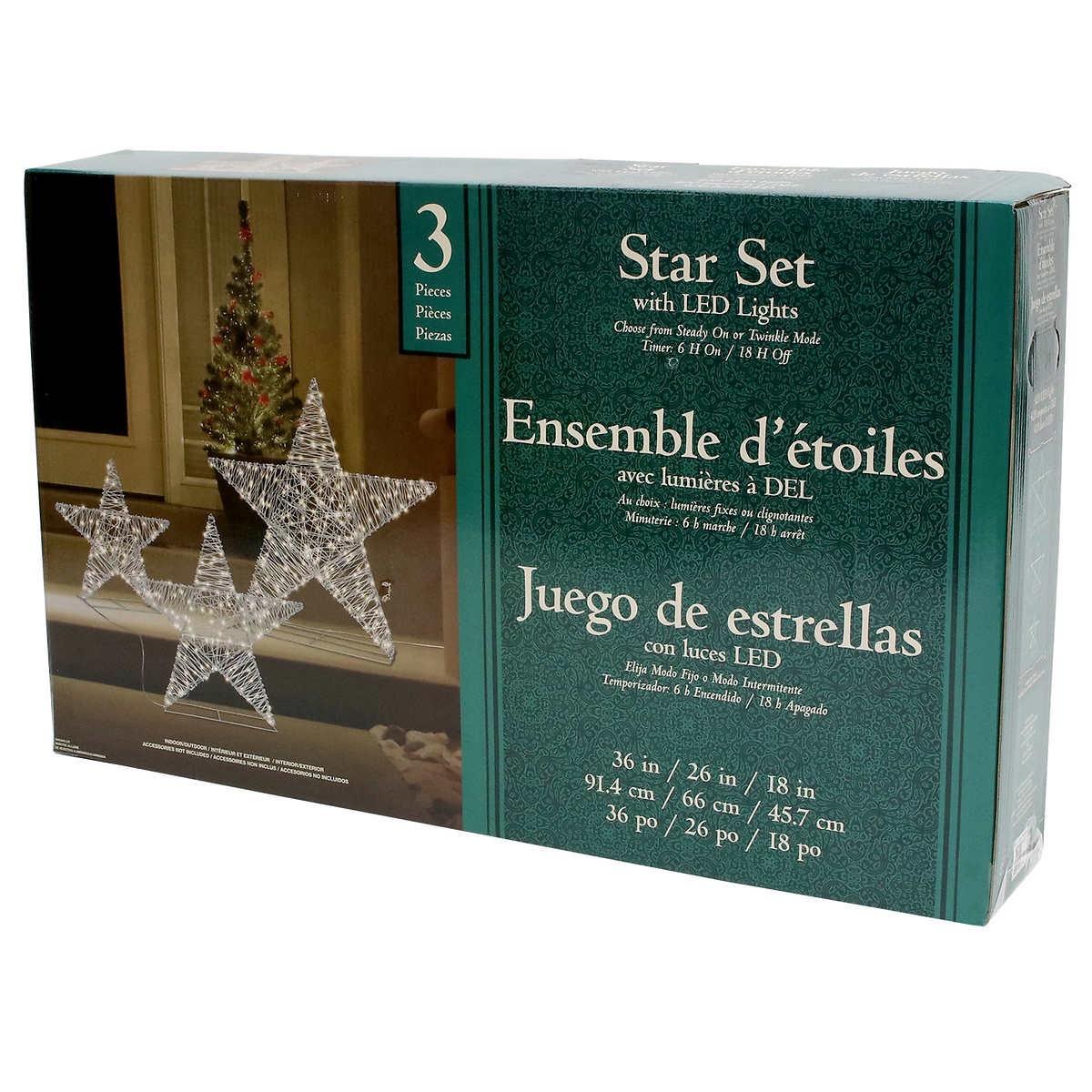 Stars with LED lights - Set of 3