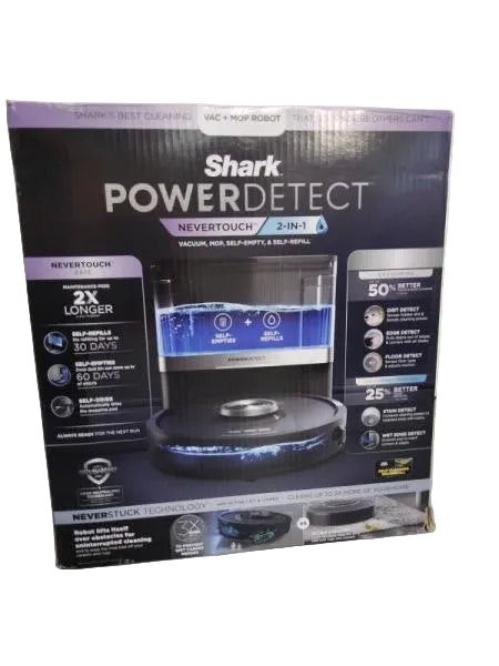 Shark Robot Vacuum & Mop Combo, NeverTouch System, Self-Emptying and Refilling, for Wood, 60-Day Debris Capacity, 30-Tank Reservoir, Pad Drying, 5 Intelligent Cleaning Technologies, RV2820YE