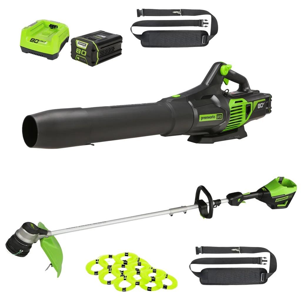 Greenworks 80V 16” Trimmer + 730 CFM Blower Combo Kit