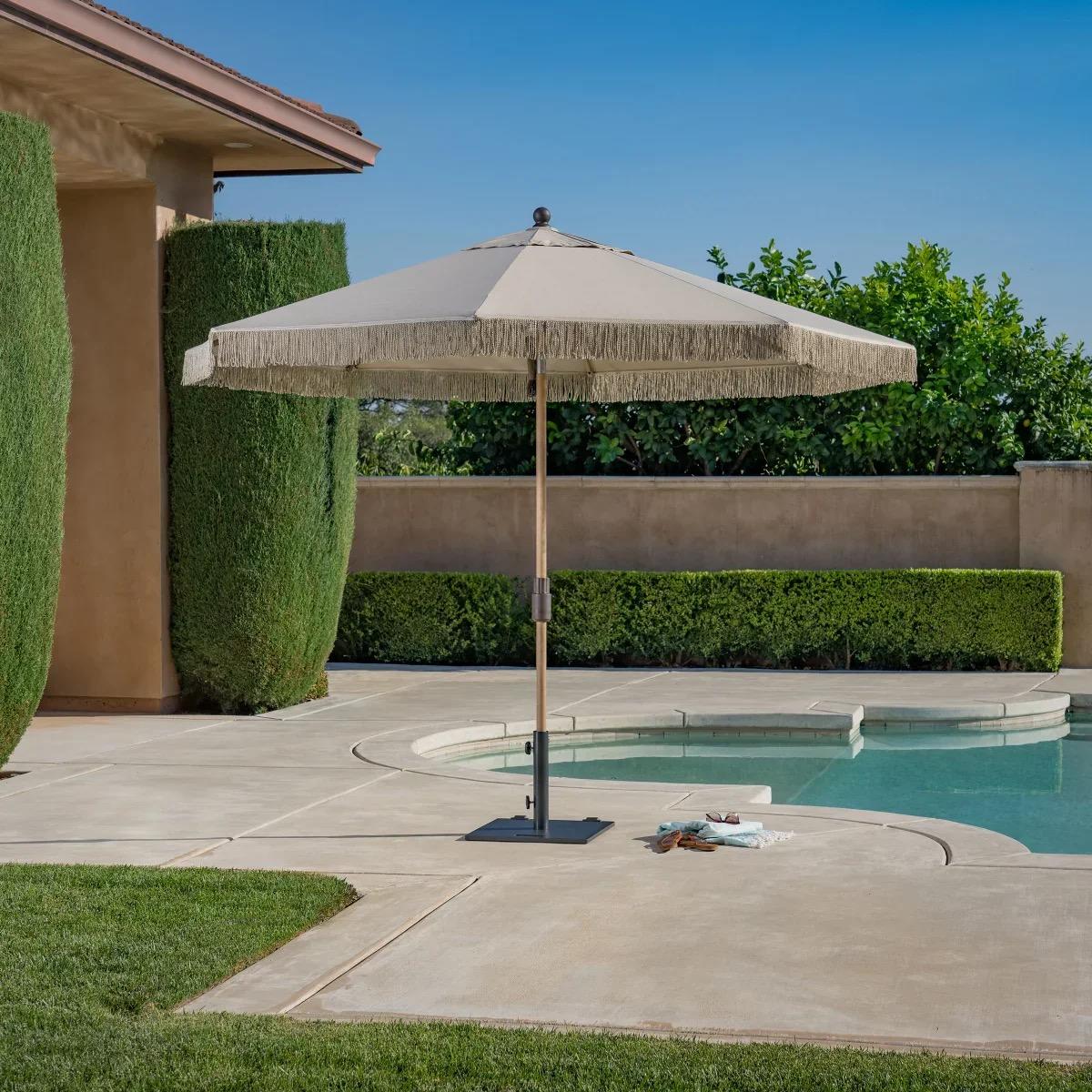 SunVilla 10 ft. Cabana Market Fringe Umbrella