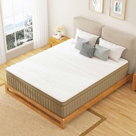 Earth Tone Khaki Natural Hybrid Mattress - Full