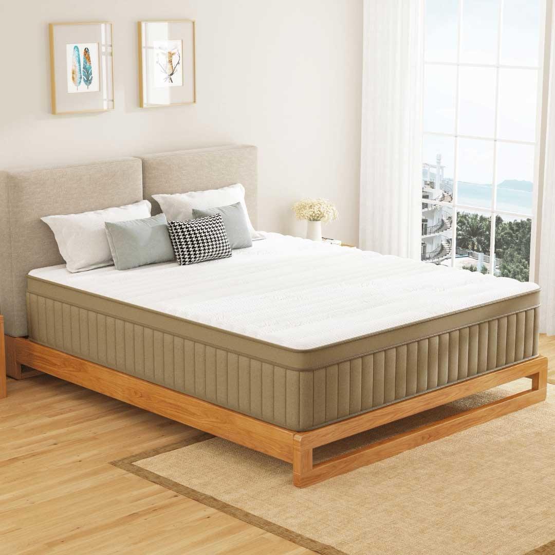 Earth Tone Khaki Natural Hybrid Mattress - Full