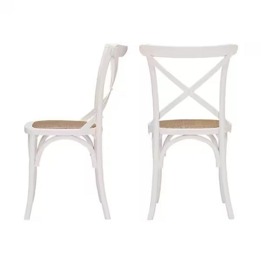 Home Decorators Collection Mavery Ivory Wood Dining Chair with Cross Back and Woven Seat (Set of 2) (19 in. W x 34.6 in. H)